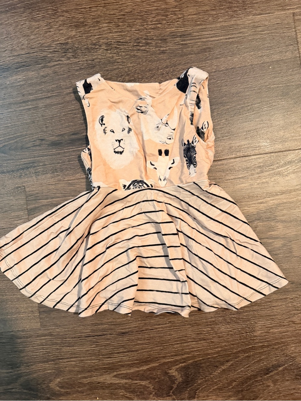 Kids Tan & Black Striped Casual Dress